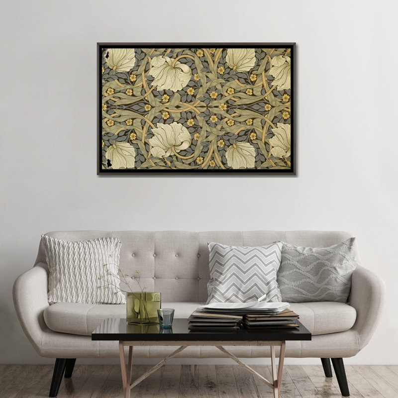 Papier peint Pimpernell - reproduction d'art mural - toile encadrée, Gris, H 32 po x l 48 po