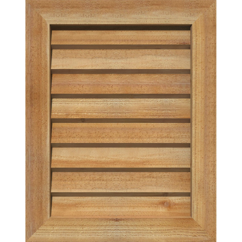 Évent vertical vertical en bois non fonctionnel avec cadre décoratif, Cèdre rouge de l'Ouest brut (sciage brut)