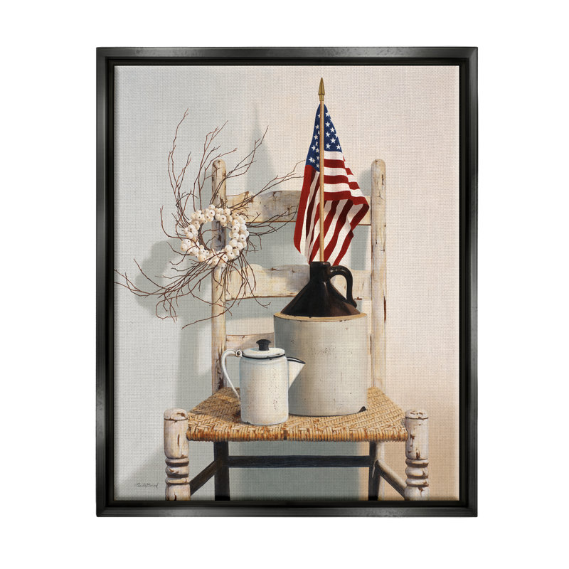 Art rétro sur toile, "American rustic vintage" par Cecile Baird, Cadre flottant noir de jais, H 21 po x l 17 po x P 1,7 po