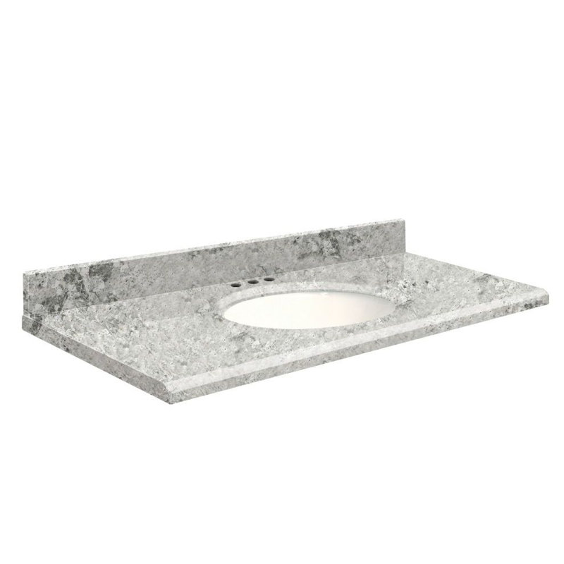 49'' Stone Single Bathroom Vanity Top with Sink, Sorrento Coast, White, 4" Centerset