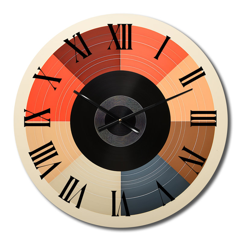 Horloge murale colorée en vinyle rétro IV, Moyenne