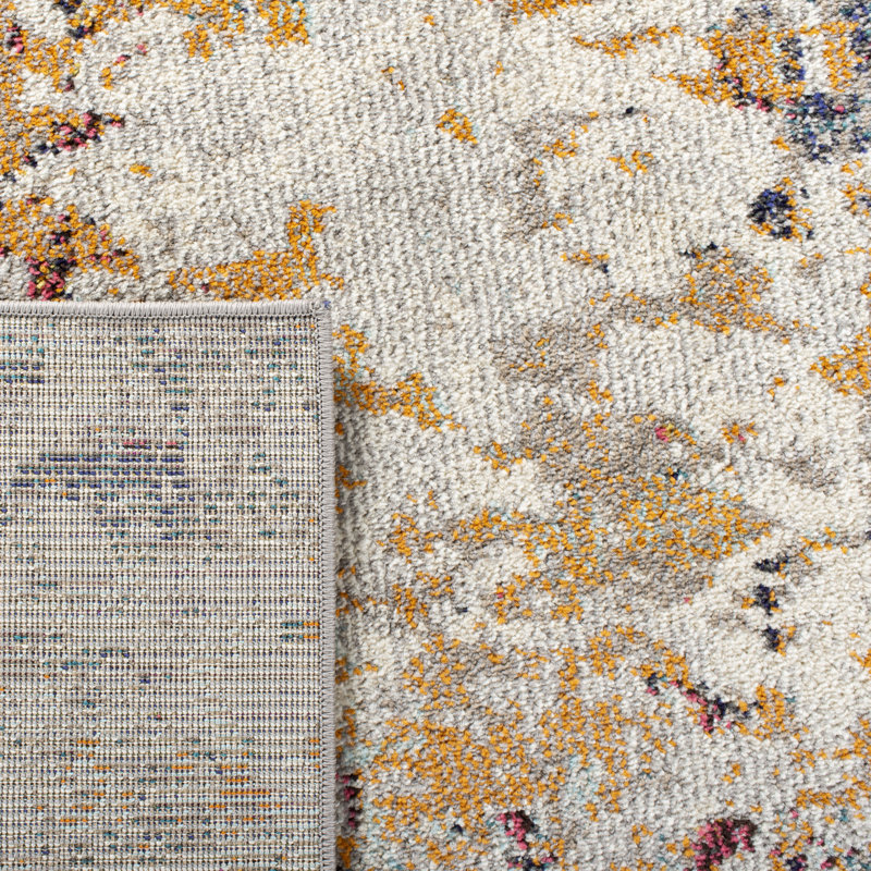 Felty Abstract Gray/Beige Area Rug, Round 9'