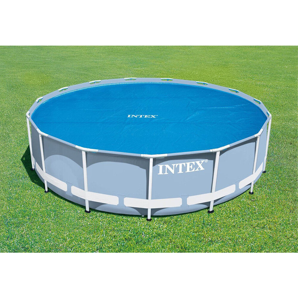 Intex 29024E 16 Foot Above Ground Swimming Pool Solar Cover With Carry Bag,  Blue