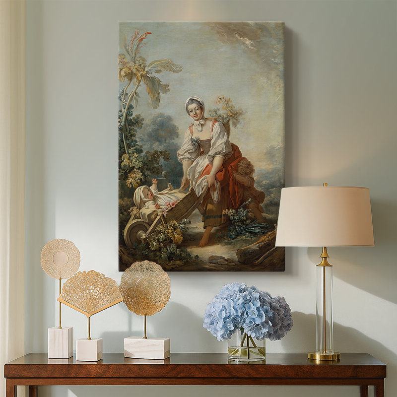Les joies de la maternité - toile tendue par Jean-Honoré Fragonard, 18 x 27
