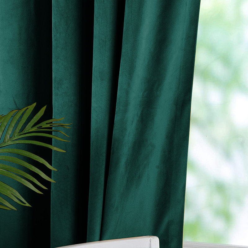 Reede Luxury Crushed Velvet Eyelet Curtains - Fully Lined, Heavy Plush Drapes, Single Panel 168cm Width x 213cm Drop, Emerald