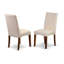 L'ensemble 5 pièces de table et chaises de cuisine comprend une table de salle à manger ronde avec piédestal et 4 chaises de salle à manger Parson en tissu crème, 36 po x 36 po, acajou-1799340581-1799340580-1847808058