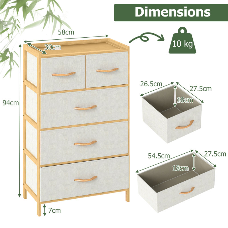 58cm W 5 - Drawer Chest of Drawers