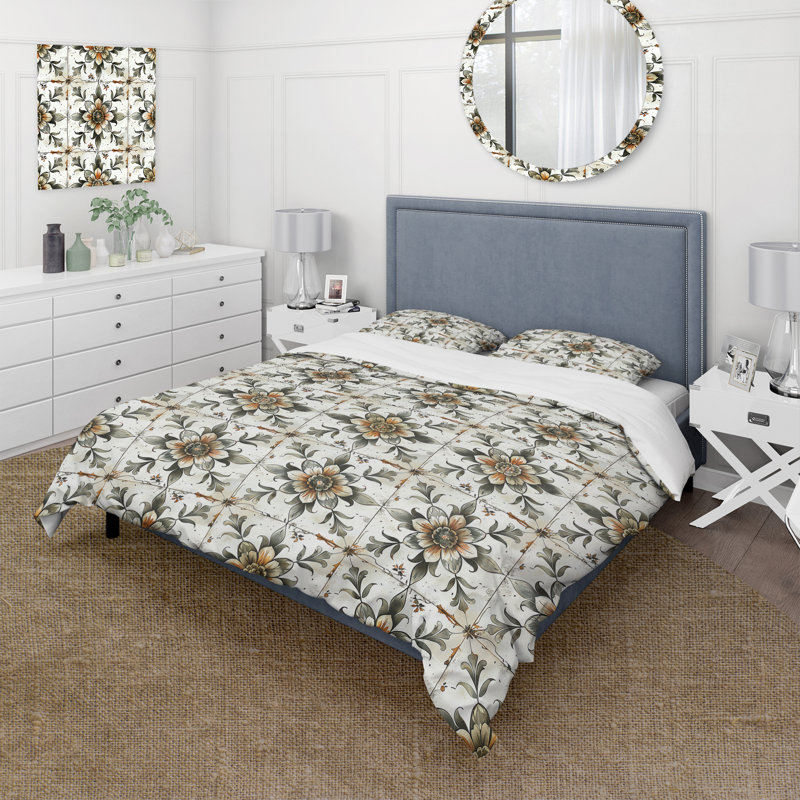 Ensemble de housse de couette Farmhouse Tiles, Housse de couette très grand + 2 taies décorativ
