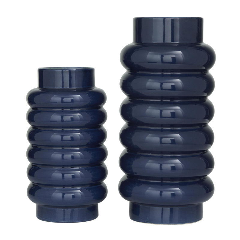 Ensemble de 2 vases de table en grès Alix, Bleu foncé