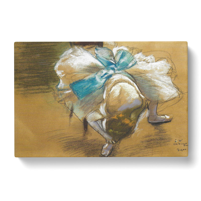 Ballet Ballerina Dancer Tying Her Slipper Vol.2 by Edgar Degas - Wrapped Canvas Painting, 40cm H x 60cm W x 3cm D