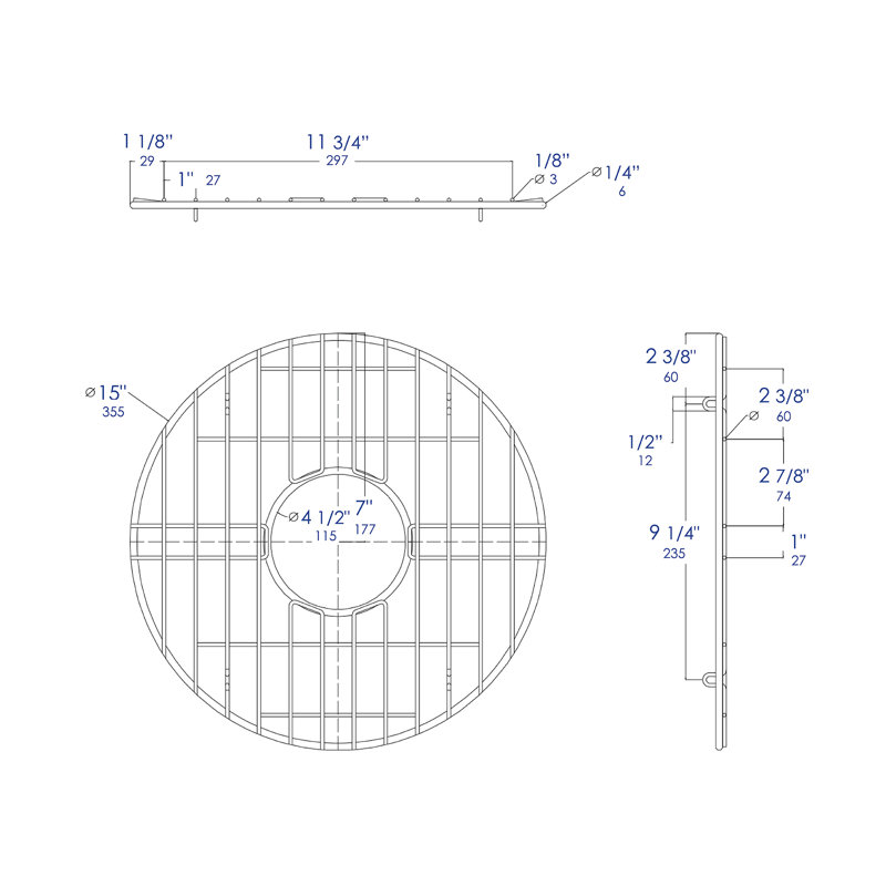 Grille d'évier 15 po x 15 po