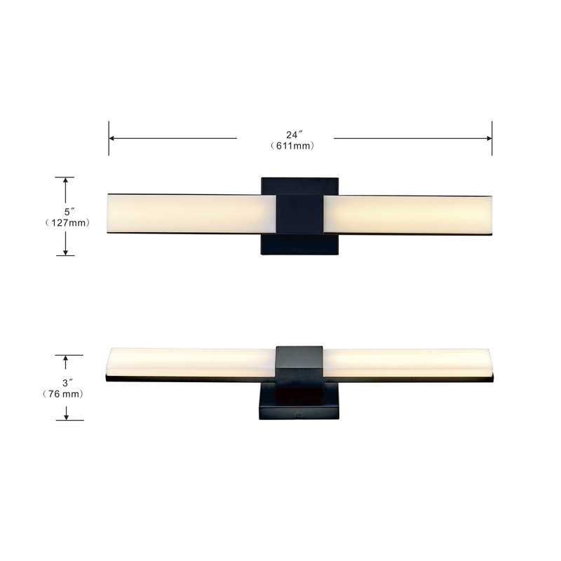 Luminaire de meuble-lavabo 24 po au fini doré, Noir