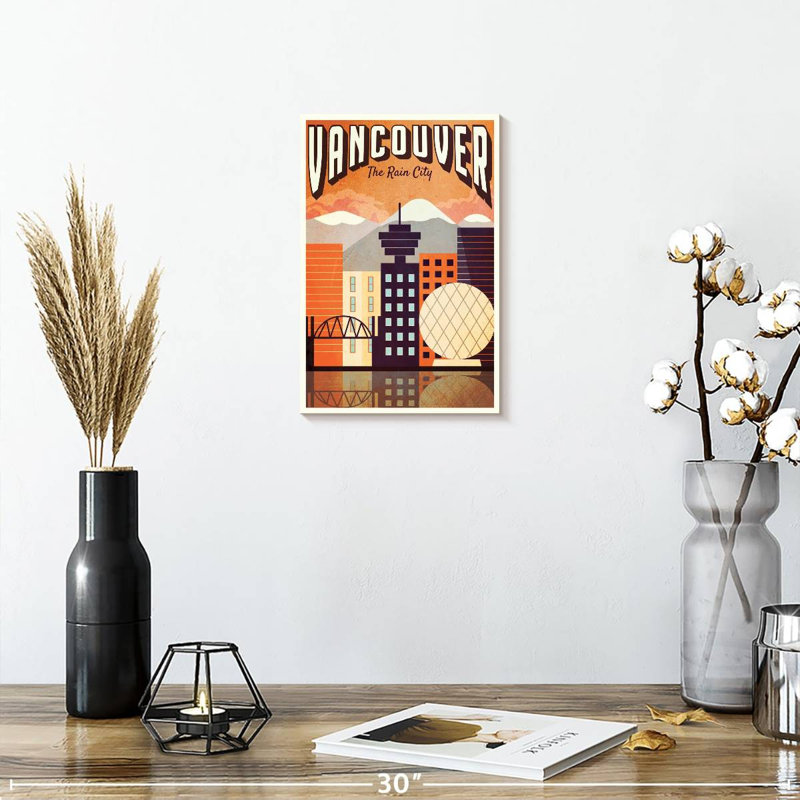 Affiche rétro de Vancouver, H 12 po x l 8 po