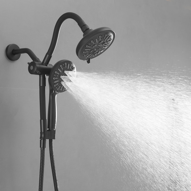 Ensemble de garniture de robinet de douche à poignée simple à 8 jets et à double jet 1,8 gallons par minute avec valve intégrée