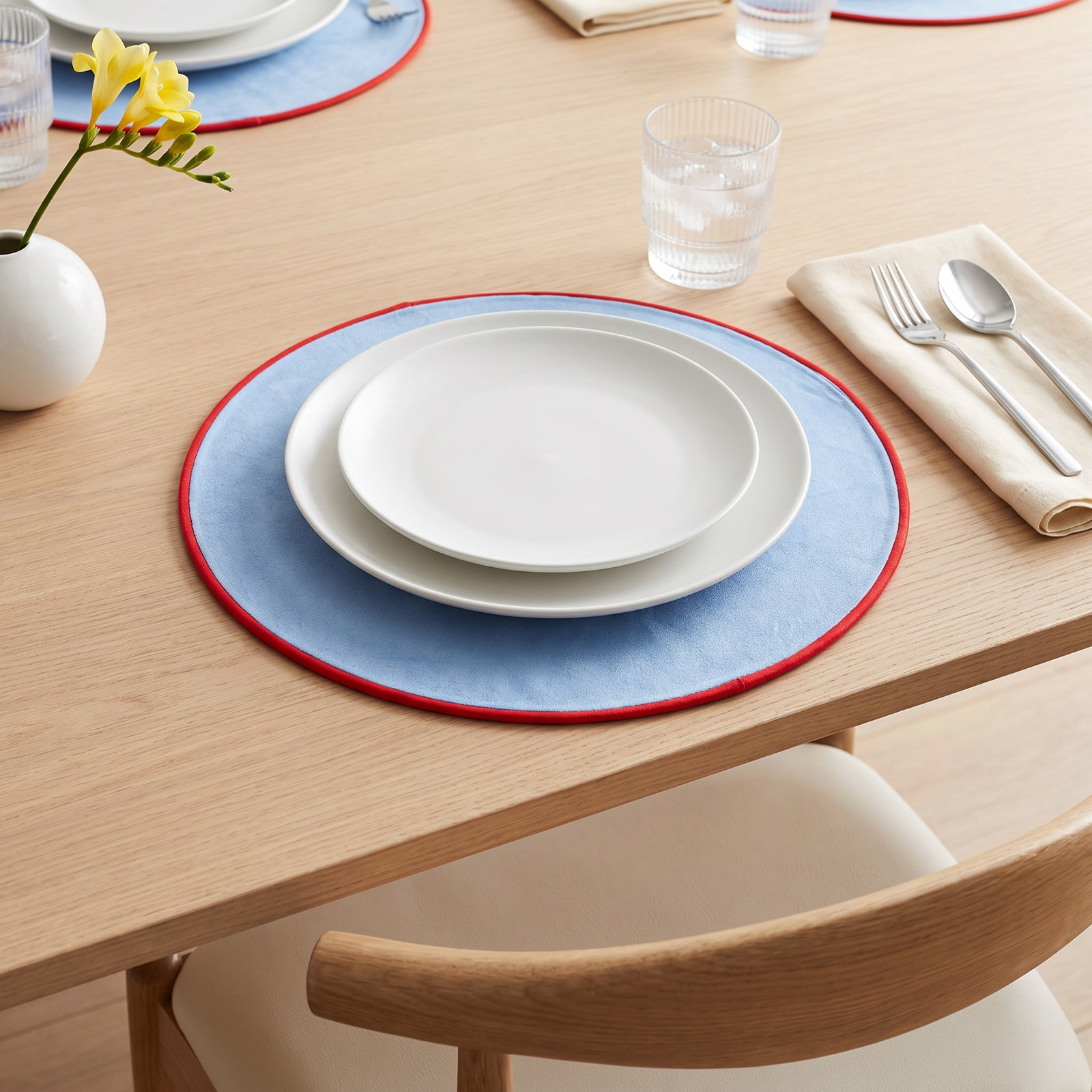 Reversible Placemat, French Blue/Red