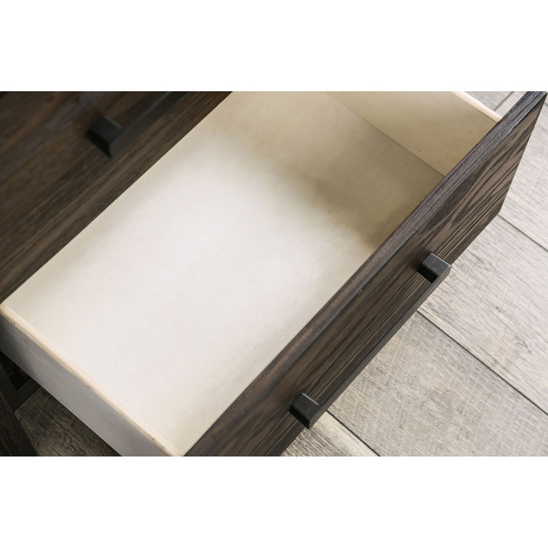 Table de chevet 2 tiroirs Posner, Brun rustique brossé