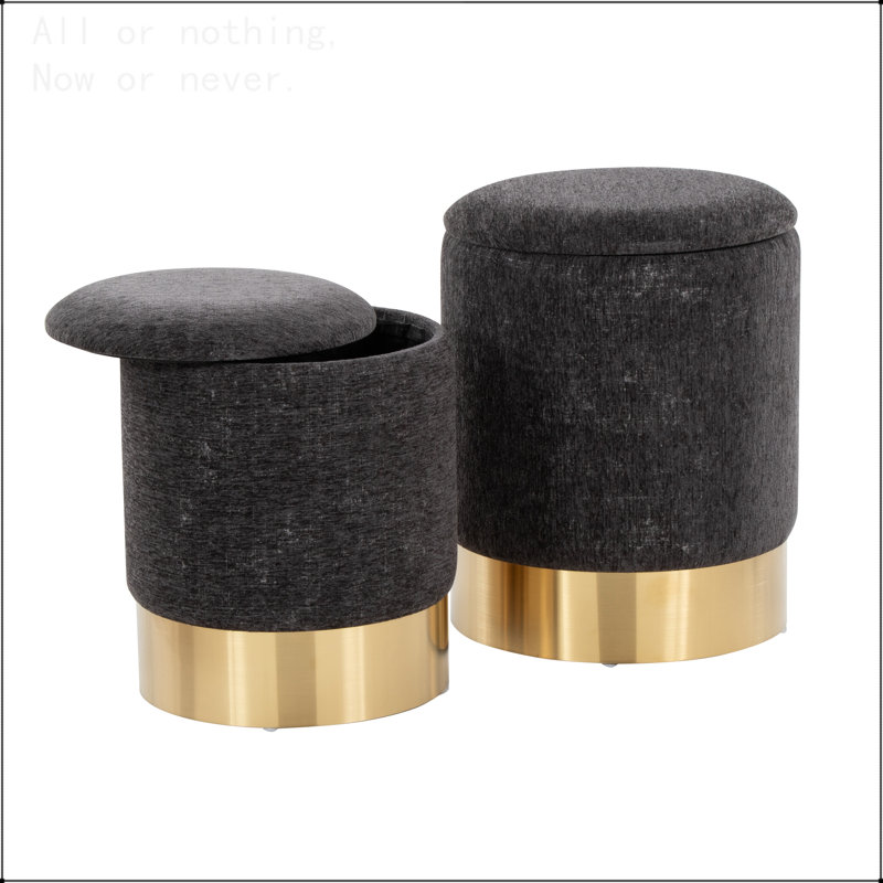 Nesting Ottoman Set in Gold Metal, Black