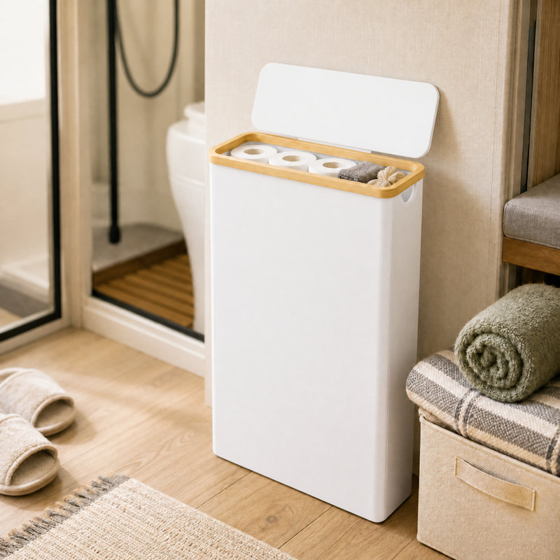 Très grand rangement pour papier hygiénique avec couvercle - peut contenir jusqu'à 24 rouleaux réguliers ou 18 méga, porte-papier hygiénique mince, organisateur d'accessoires de salle de bain