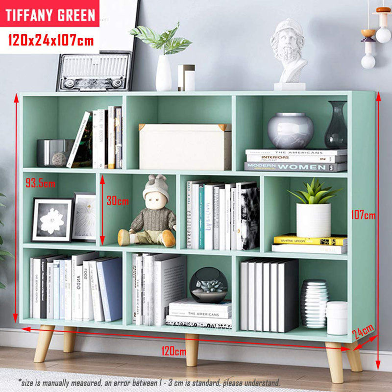 10 Cubes Bookshelf, Tiffany Green, 42.13" H x 47.24" W x 9.45" D