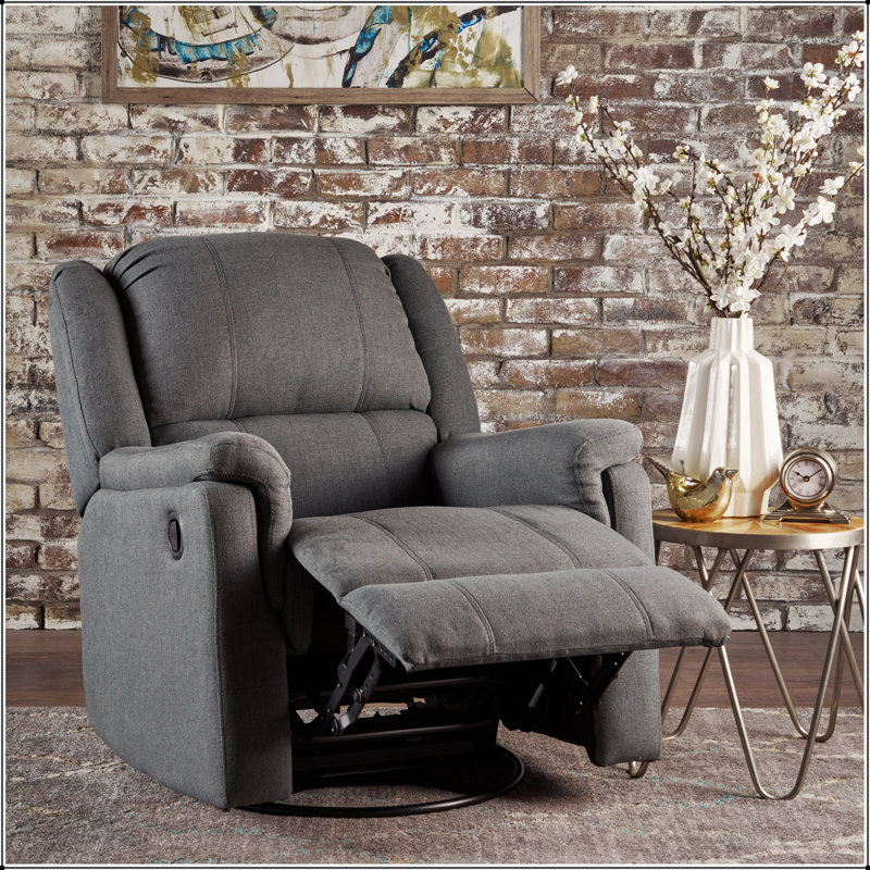 Fauteuil inclinable oscillant en tissu gris anthracite avec pivot, inclinaison manuelle pour un confort et un style ultimes