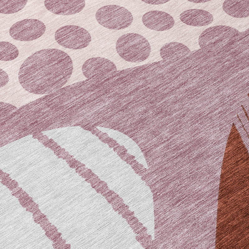 Washable Abstract Indoor / Outdoor Rug, Rosé, 10 pi x 14 pi