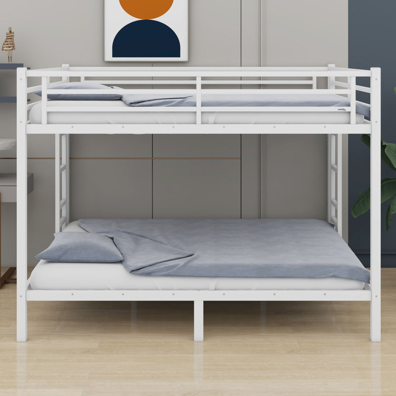 Metal Bunk Bed For Teens And Adults, Black, Extra-Long Twin Over Queen