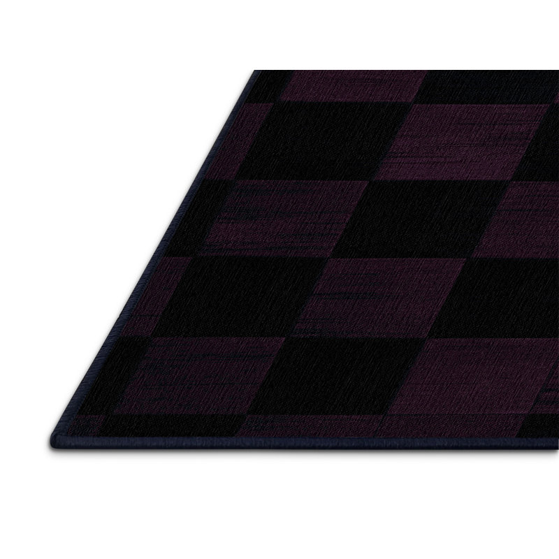 Machine Washable Checkered Blue Area Rug, Square 4'