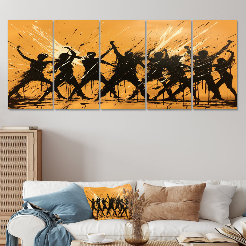 "Art africain dansant zoulou", 5 pièces - 5 pièces, H 28 po x l 60 po
