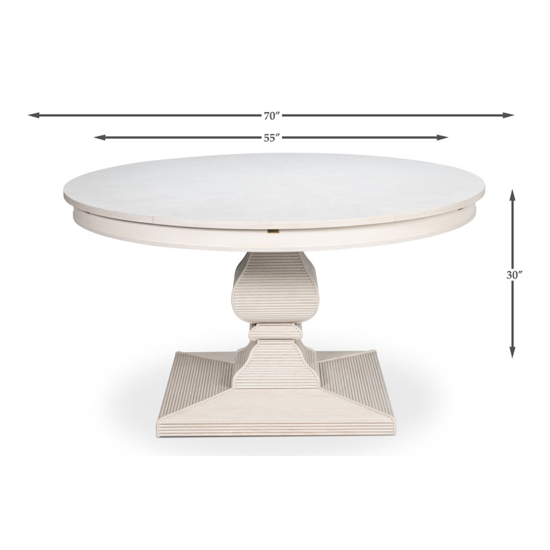 Kelso Equestrian Round Solid Wood Dining Table, 30"H x 55"L x 55"W, Working White