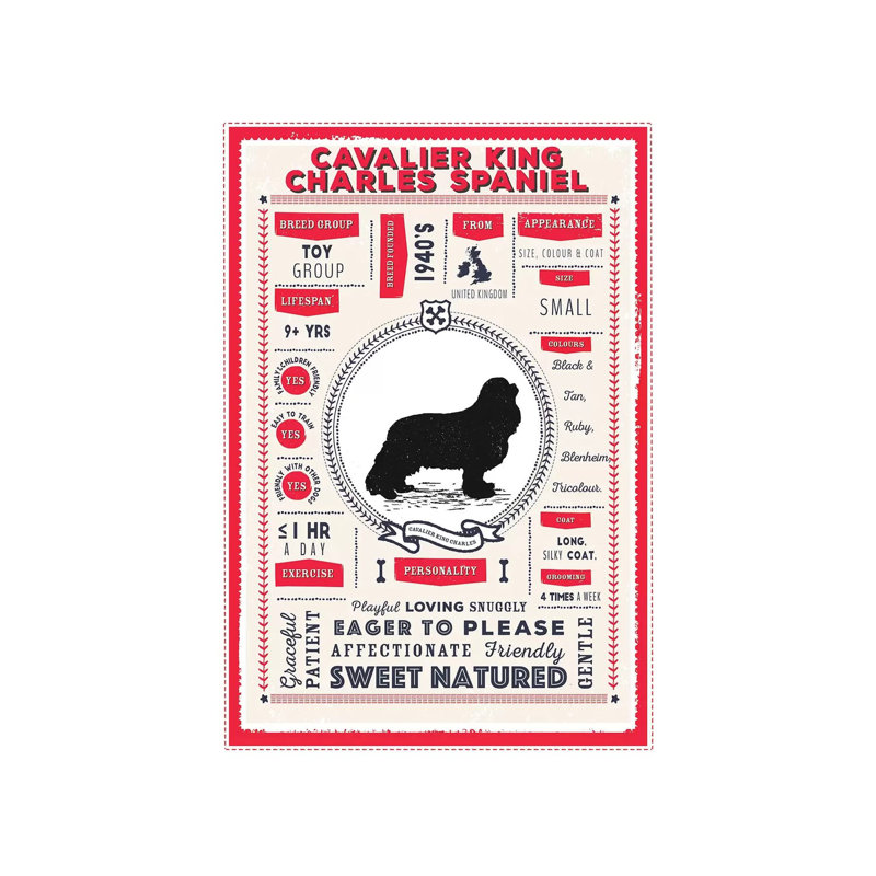 «Cavalier King Charles Spaniel Infographie Red» par PaperPaintPixels, impression sur toile tendue