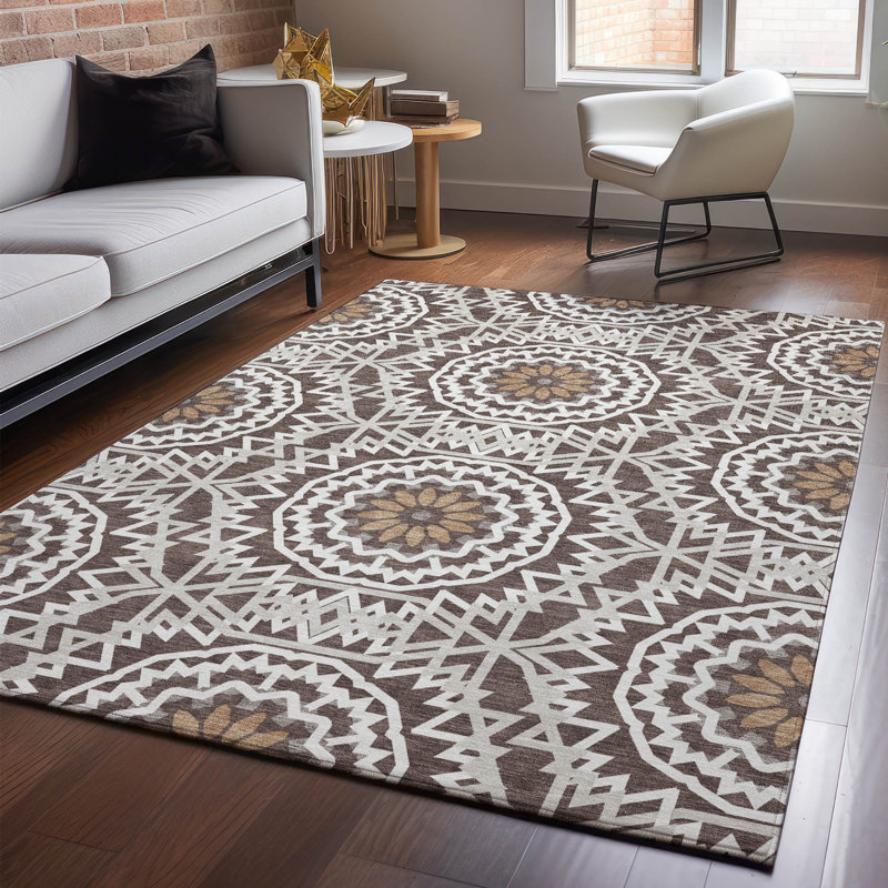 Tapis chocolat de qualité supérieure lavable à la machine Cerrito, Rectangle 5 pi x 7 pi 6 po