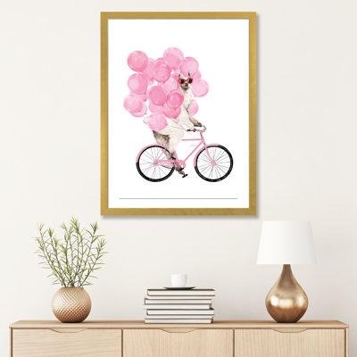 «Iding Llama with Pink Ballons» par Big Nose Work - impression d'art graphique