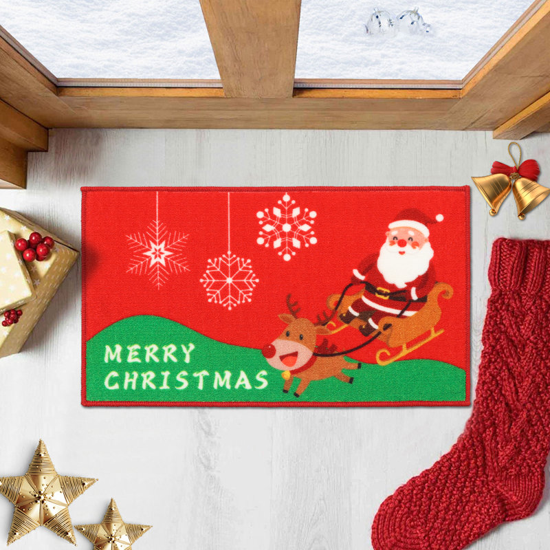 Tapis de Noël anti-dérapant antidérapant de 17 po x 30 po Kashif Christmas