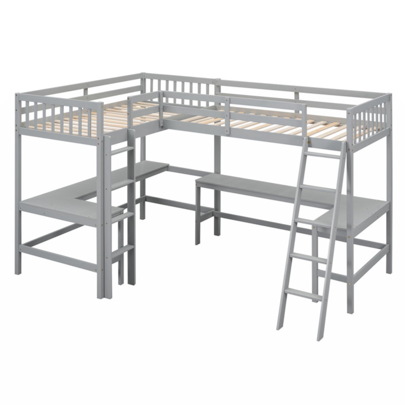 Lit plateforme Jatava, gris