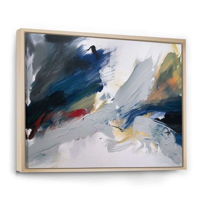 «Distant Horizon In Retro Shades Of Blue I», reproduction d'art sur toile, Cadre naturel flottant