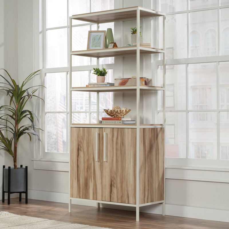 White and Kiln Acacia Adjustable Kids' Storage Bookcase with Doors