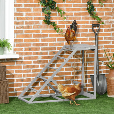 Chicken Coop Delight - Gray With Hen & Perches Enjoyment Encourages Movement