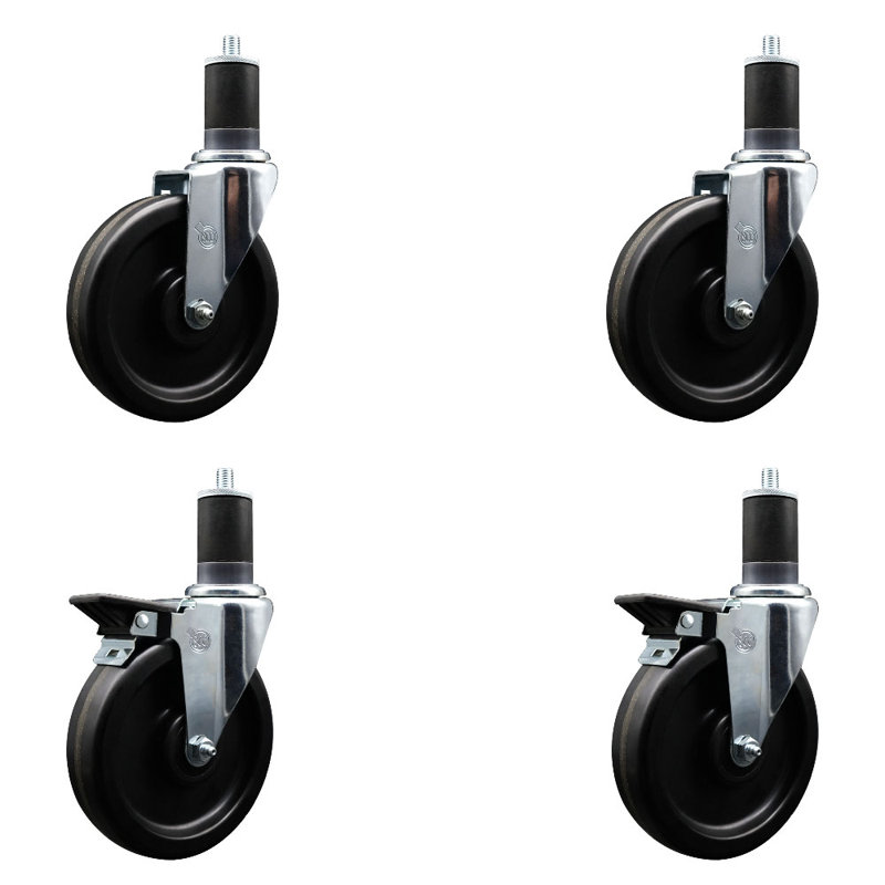 Ensemble de roulettes phénoliques pivotantes à roue pivotante 1-5 / 8 pouces 2 freins SCC