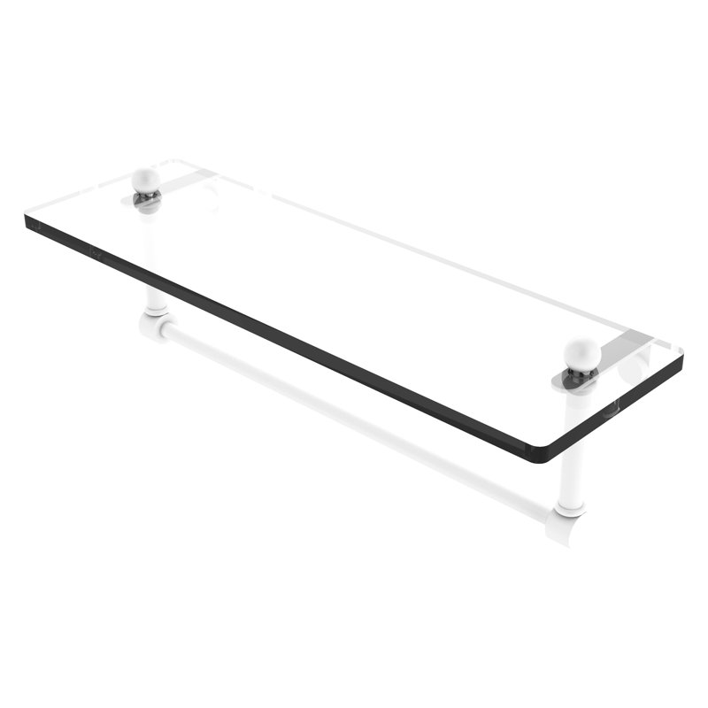 Ballenas Bracket Shelf with Towel Bar, 16", Matte White