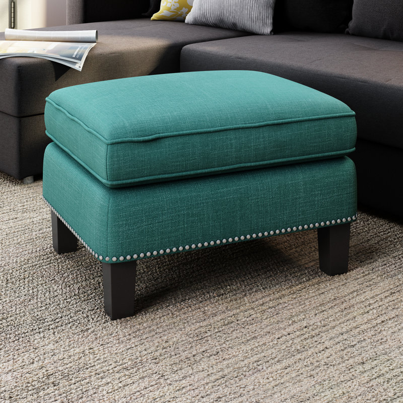 Damira Upholstered Ottoman, Teal