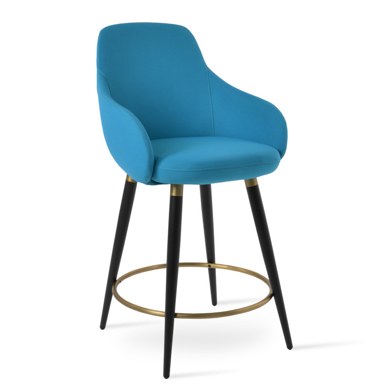 Tabouret de bar et de comptoir Gazel, Noir, Turquoise, Tabouret de bar (siège d'une hauteur de 29 po)
