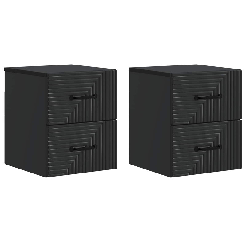 34.5cm W Manufactured Wood Bedside Table, Black