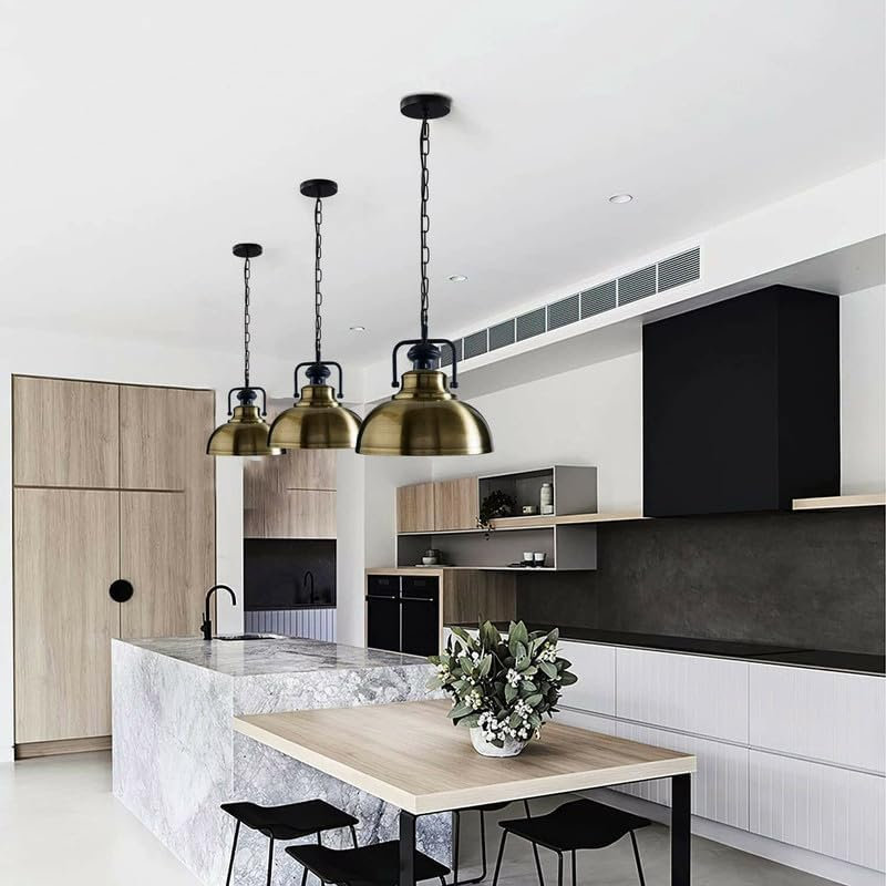 3 - Light Green Brass Dome Pendant