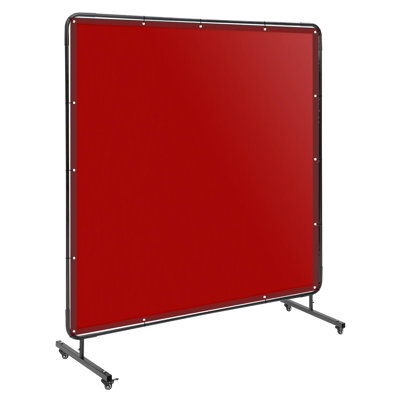 6 x 6 FT Vinyl Welding Screen with Frame, Flame-Resistant PVC Welding Curtain with Lockable Wheels