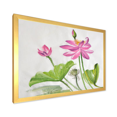 Deux fleurs de lotus roses - Peinture sur toile