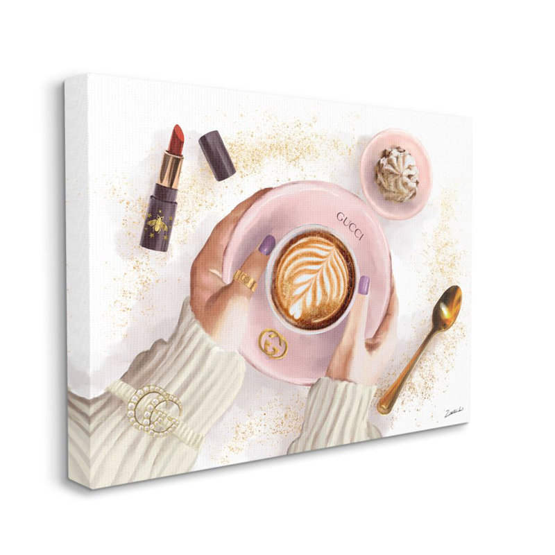 Impression d’art graphique de café latté féminin par Ziwei Li-impression, Toile tendue, H 48 po x l 36 po x P 1,5 po