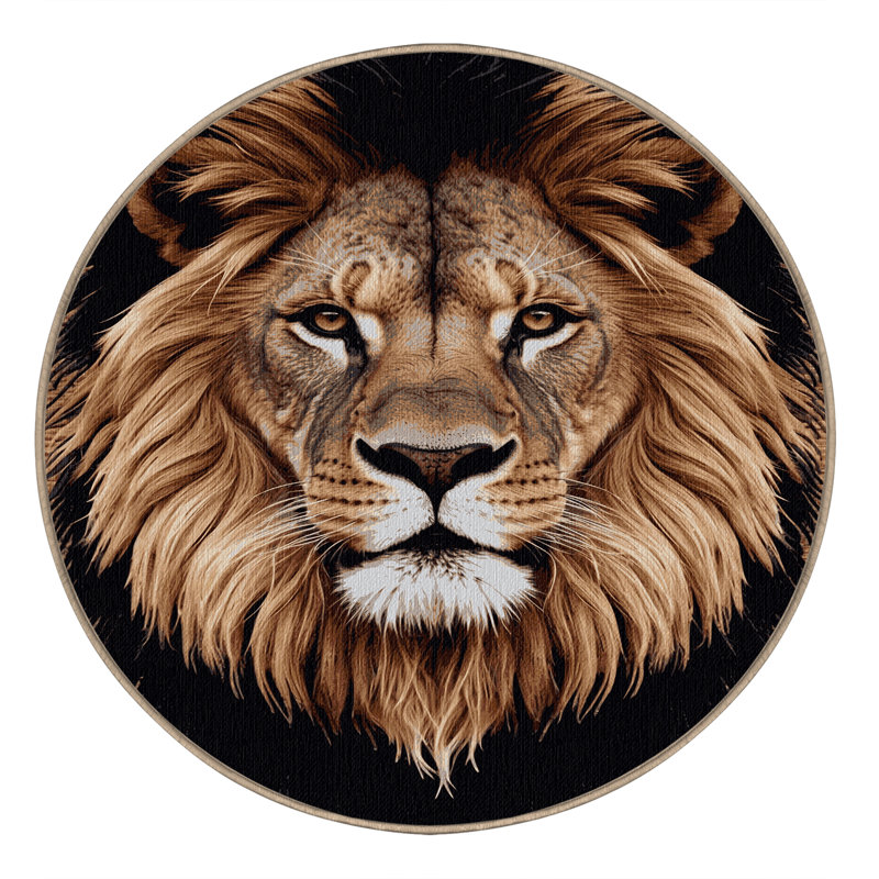 Washable Transvaal Lion Big Cats Area Rug, Round 5'