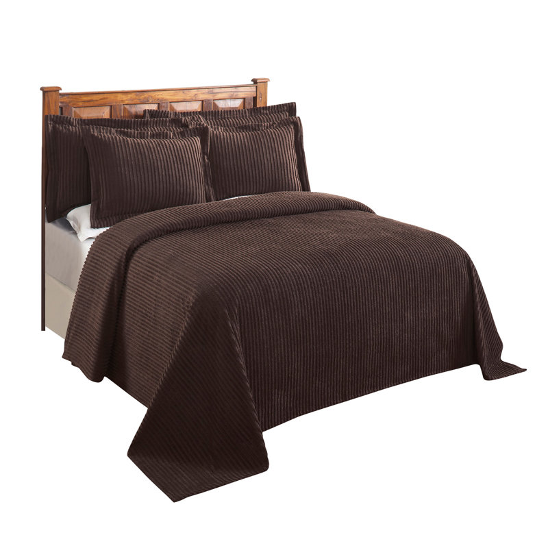 Ensemble de couvre-lit 100% coton Jullian Collection, couvre-lit à rayures classique avec taie décorative assortie, certifié OEKO-TEX, doux, respirant, lavable à la machine, toutes saisons