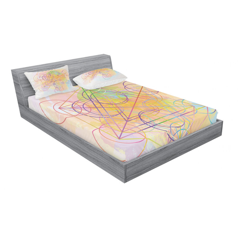 Microfiber Geometric Sheet Set, Full Sheet Set with Fitted Sheet