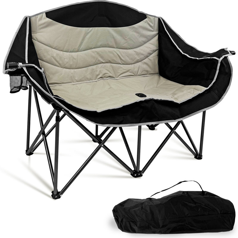 Causeuse double pour camping - capacité de 660 lb, rembourrée, pliante avec porte-gobelets